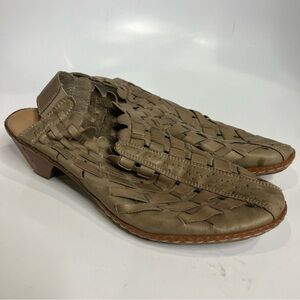Rieker Sina slingback woven leather shoes tan brown neutral boho women’s size 38